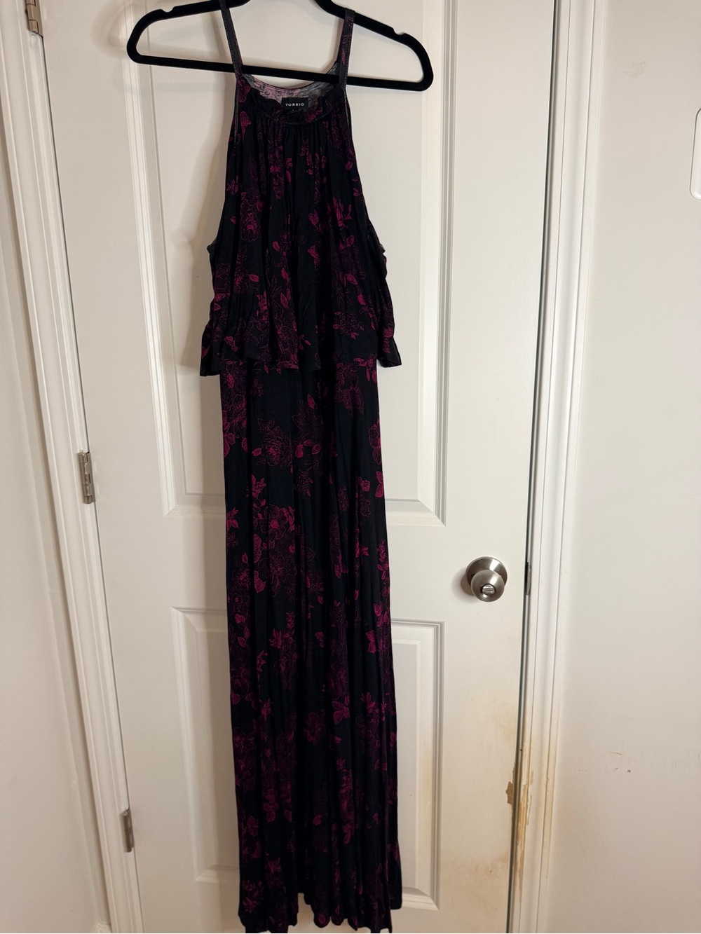 torrid Black Maxi Jumpsuit with Pink Floral Print